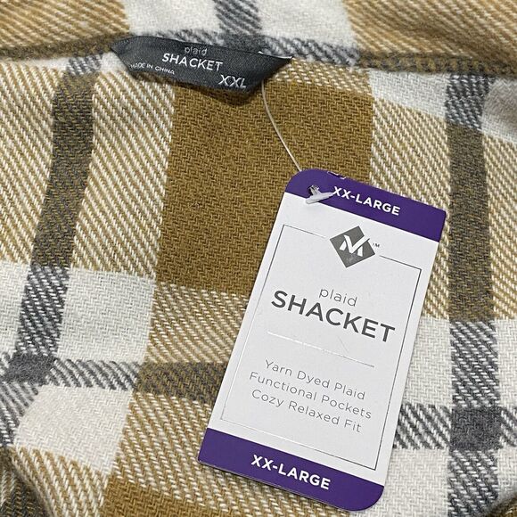 Member’s Mark Plaid Shacket Button Front Thick Flannel Women’s XXL Camel Brown - Picture 6 of 9